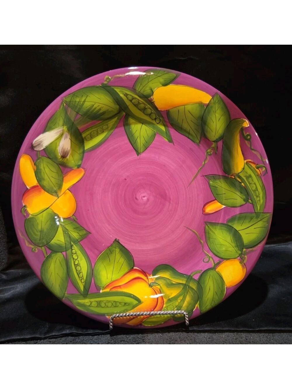 Peas in a Pod pattern Laurie Gates Purple 11 7/8" Dinner Plate